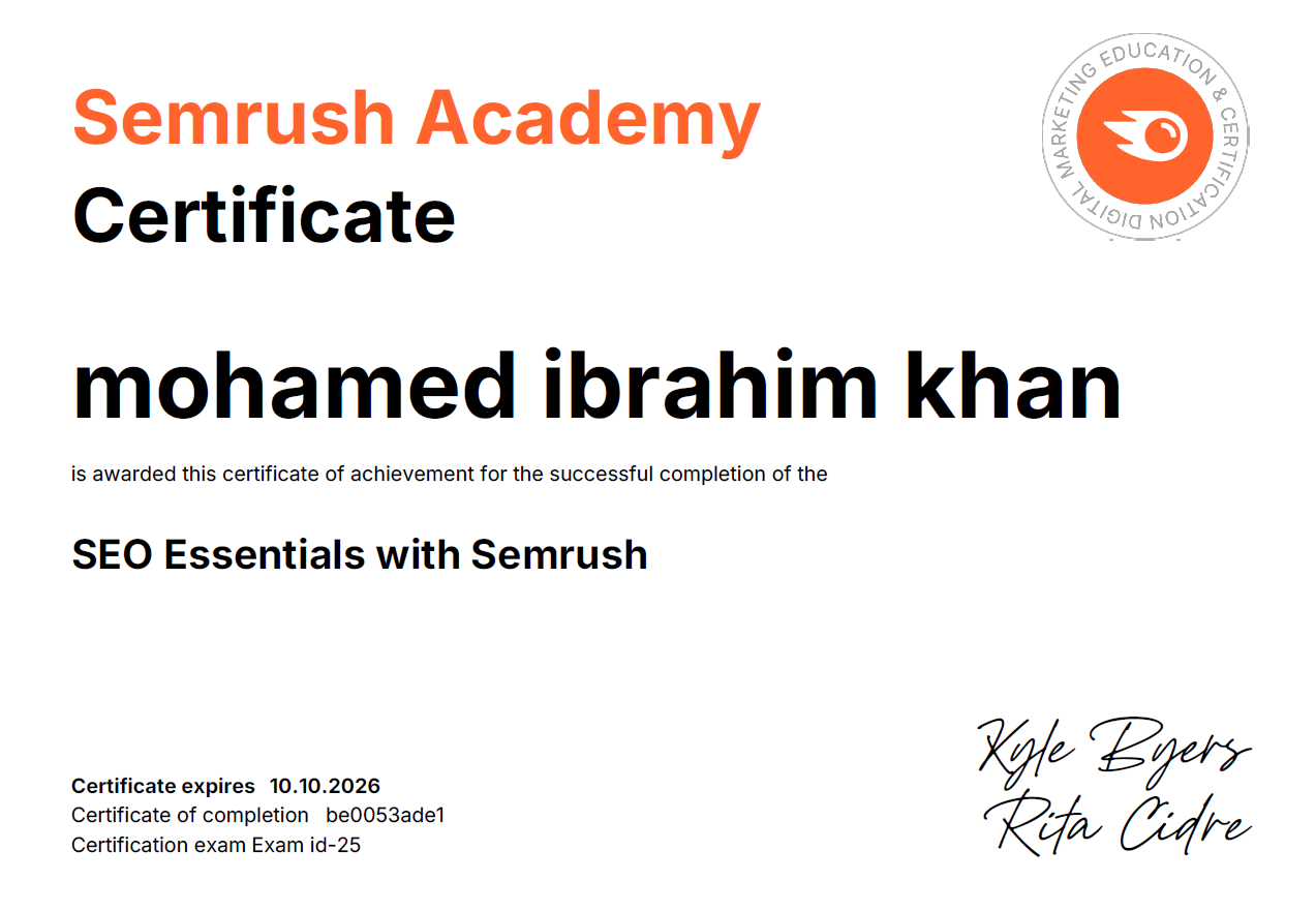 Marketing certification screenshot