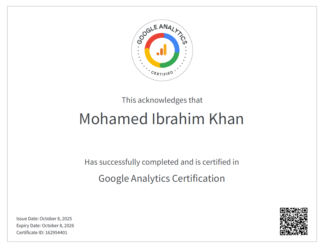 Advertising certification screenshot