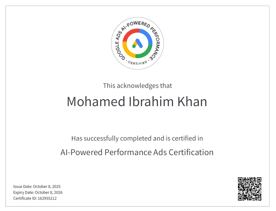 Digital marketing certification screenshot