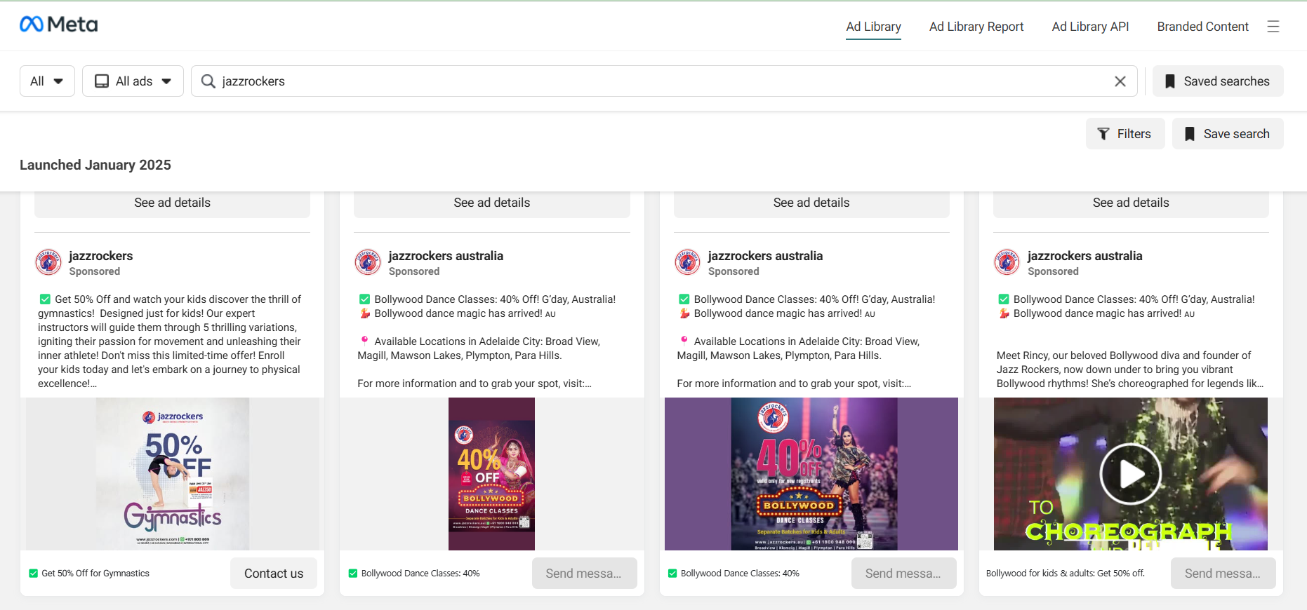 Meta ad creative variation screenshot