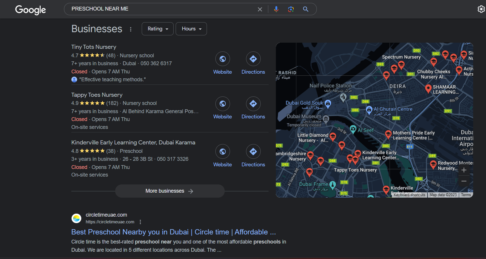 SEO dashboard screenshot